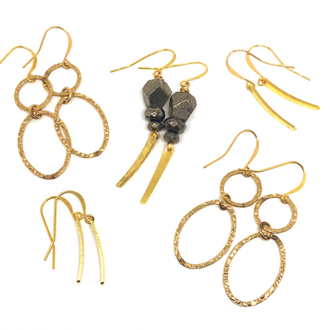 Gold & Pyrite mixed metal earrings
