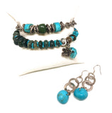 Turquoise, jade & moss agate double wrap bracelet