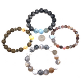 Bold neutrals mixed gemstone bracelets