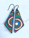 Leather Karma Earrings - Vintage Trippy Circles