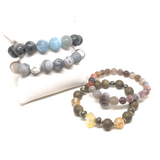 Bold neutrals mixed gemstone bracelets