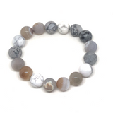 Bold neutrals mixed gemstone bracelets