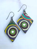 Leather Karma Earrings - Vintage Trippy Circles