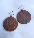 Leather Karma Earrings - Vintage Hand-Tooled